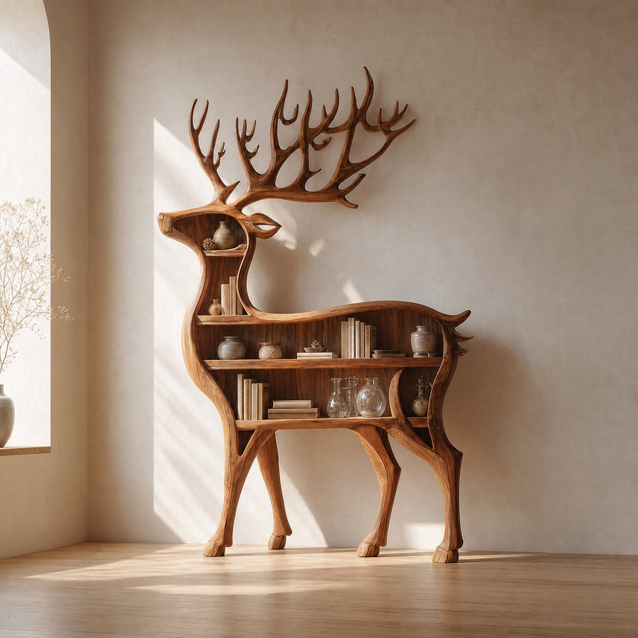 Rustic Deer Bookshelf Living Room Or Entryway Decorative
