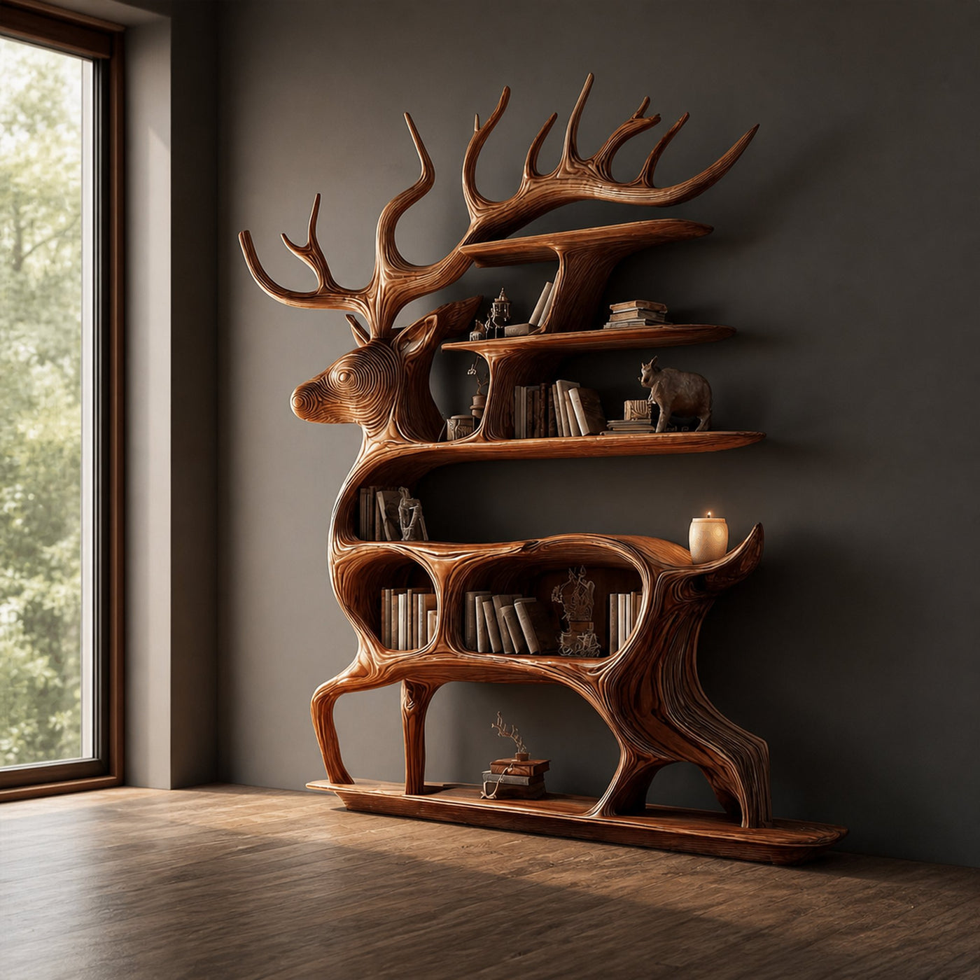 Rustic Deer Display Shelf Living Room Or Bedroom
