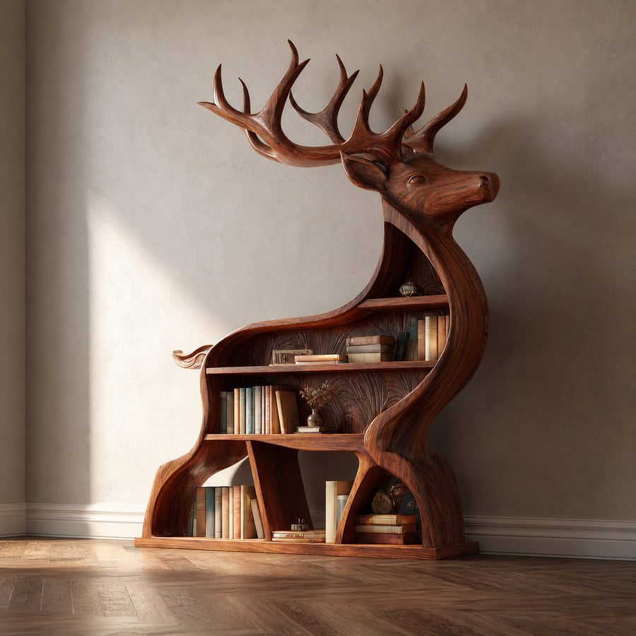 Rustic Deer Themed Bookshelf Farmhouse Entryway Or Living Room