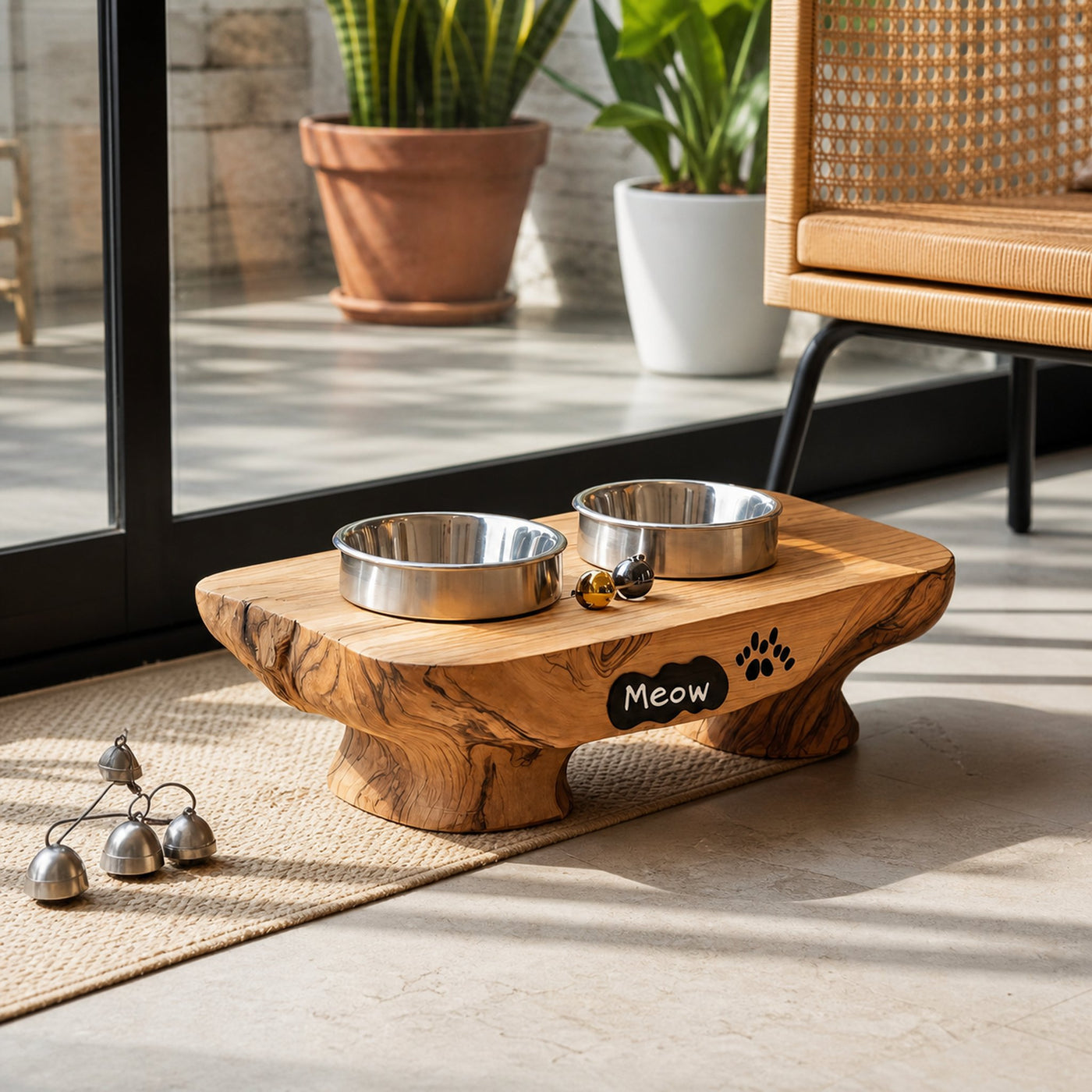 Rustic Dog Bowl Stand For Feeding In Kitchen Area - product view 6