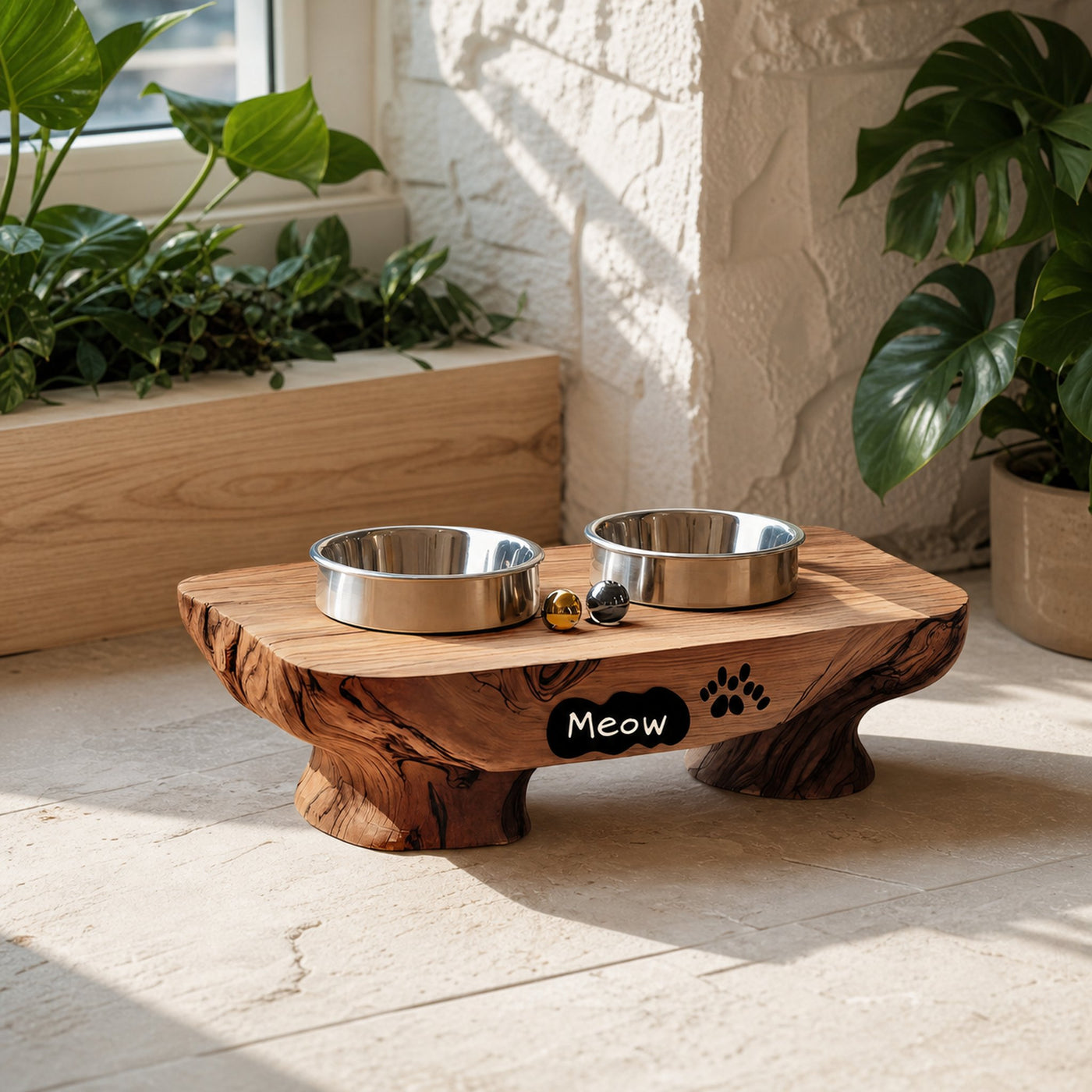 Rustic Dog Bowl Stand For Feeding In Kitchen Area - product view 7