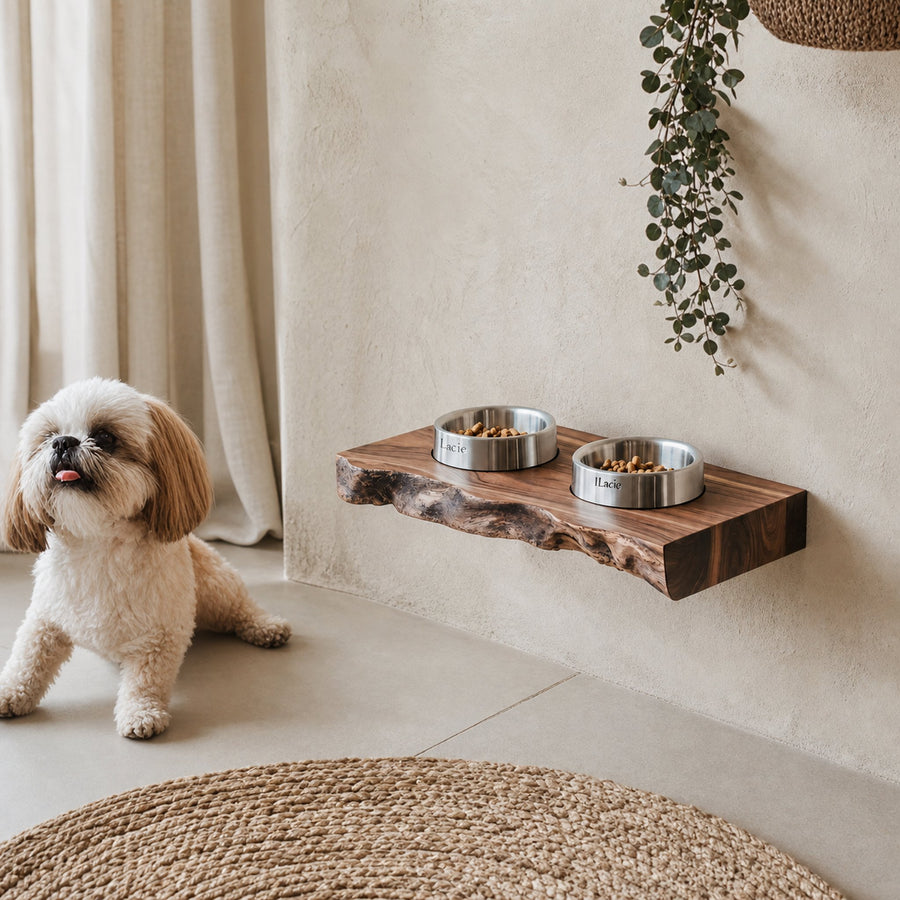 Rustic Dog Bowl Stand Handmade For Kitchen Area