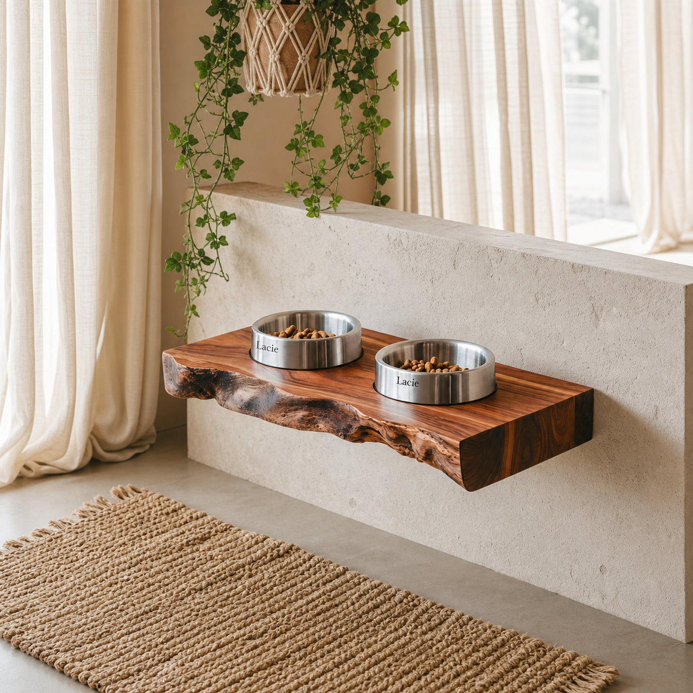 Rustic Dog Bowl Stand Handmade For Kitchen Area - product view 6
