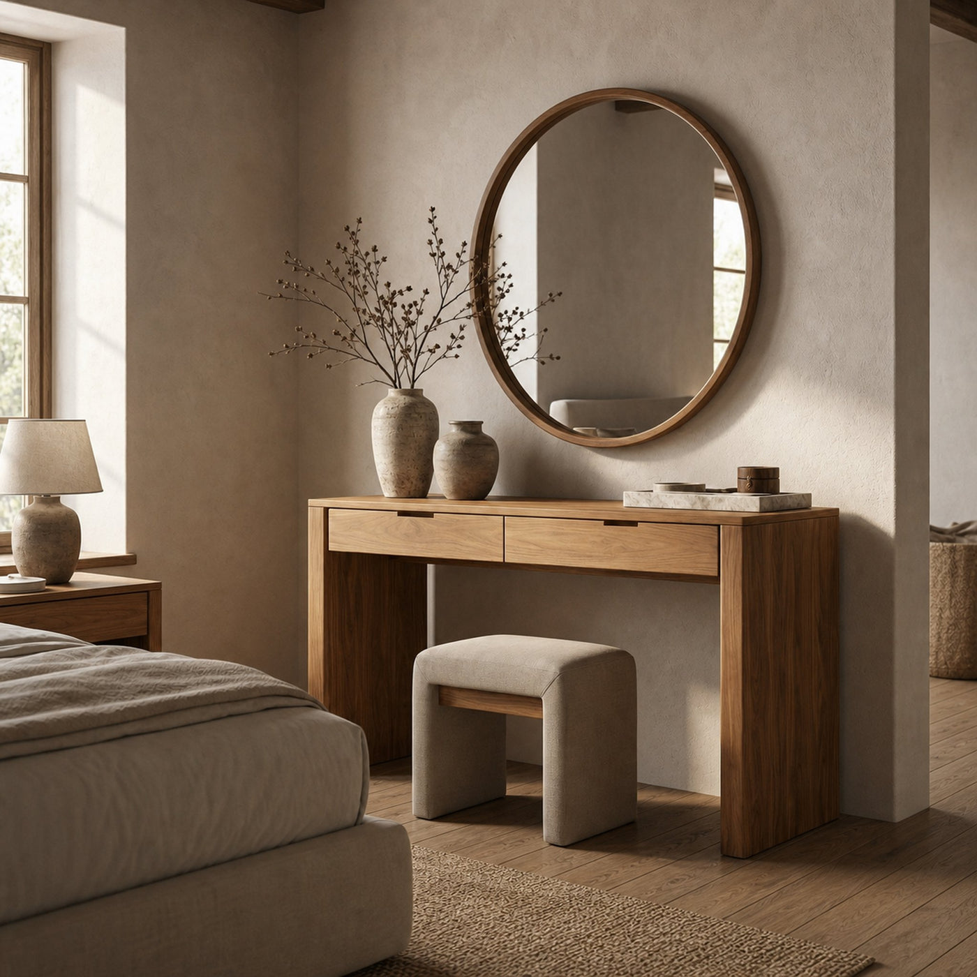Rustic Dressing Table Natural Wood Organic Handmade Design For Bedroom