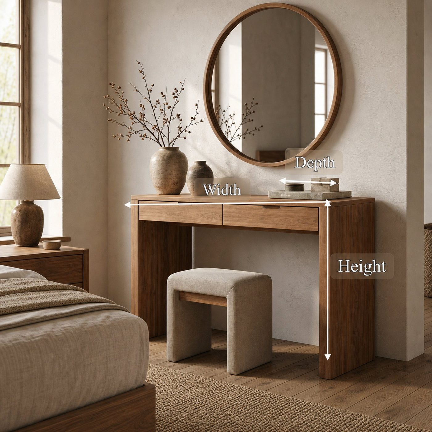 Rustic Dressing Table Natural Wood Organic Handmade Design For Bedroom - product view 8
