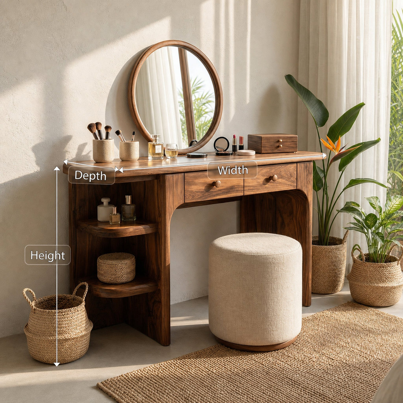 Rustic Dressing Table Personal Beauty Space Makeup Area - product view 8