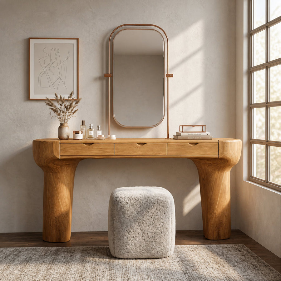 Rustic Dressing Table With Solid Wood Design For Bedroom