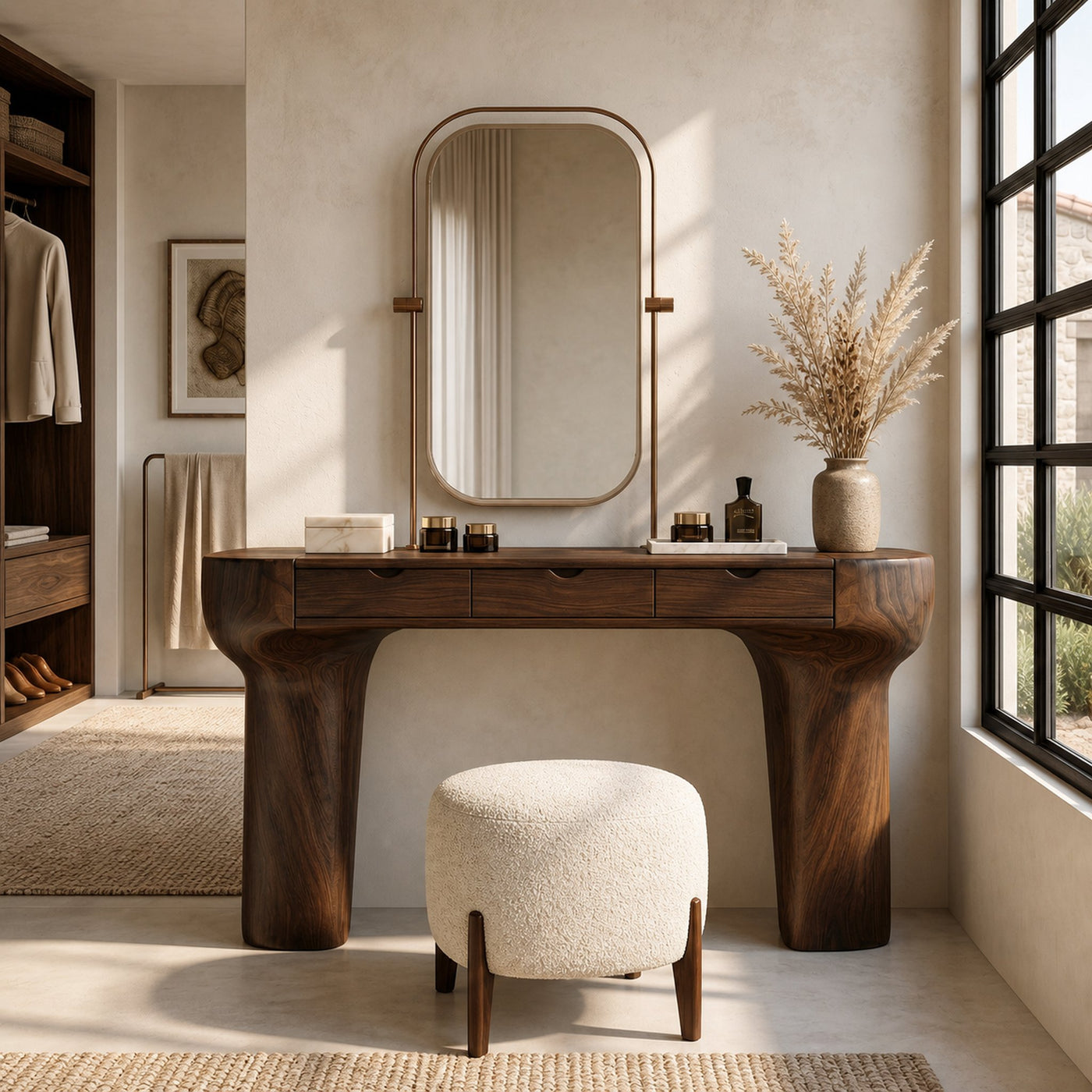 Rustic Dressing Table With Solid Wood Design For Bedroom - product view 7