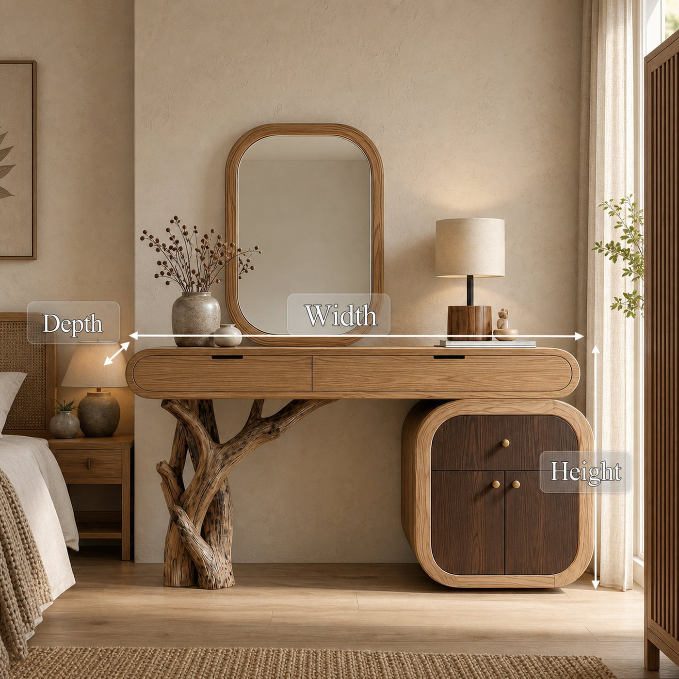 Rustic Dressing Table With Storage For Bedroom - product view 6