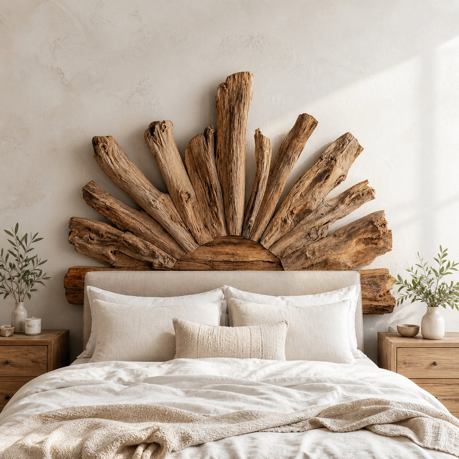 Rustic Driftwood Headboard Vintage Decor Bedroom Gift Her