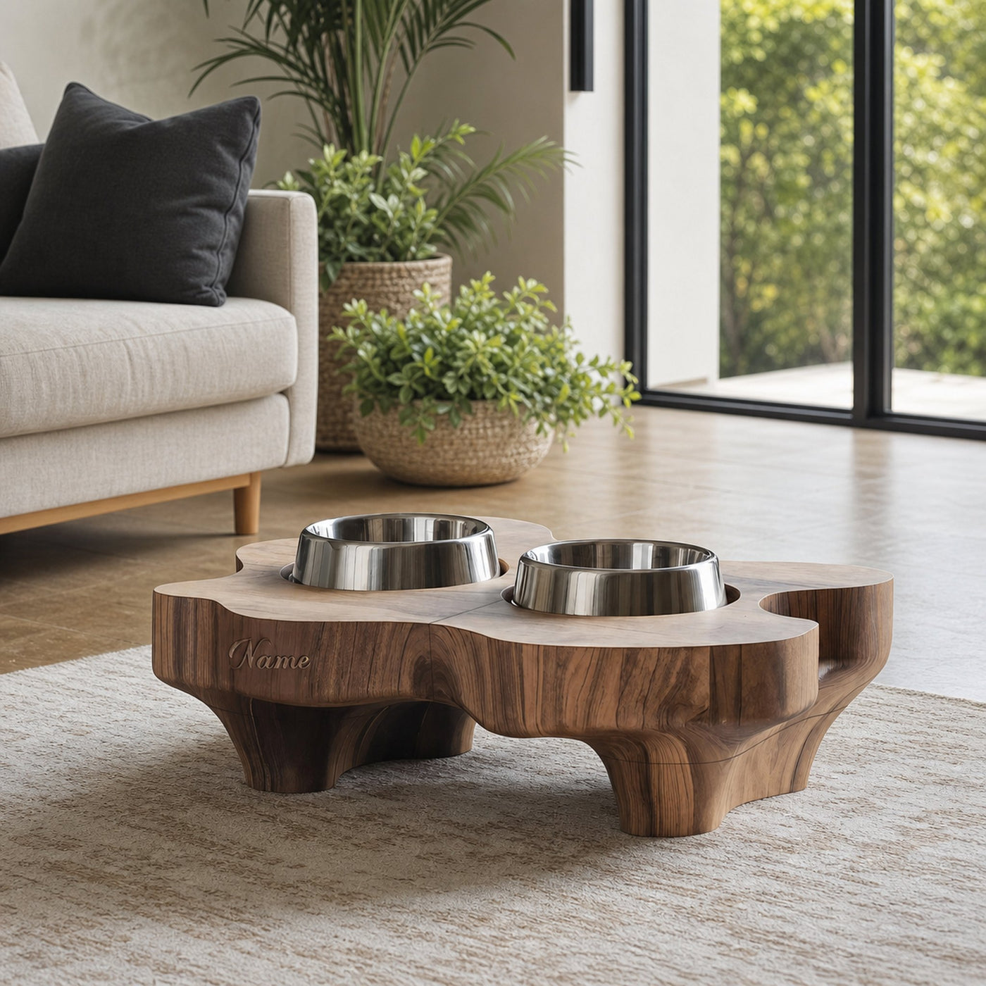Rustic Elevated Dog Bowl Holder For Kitchen Decor