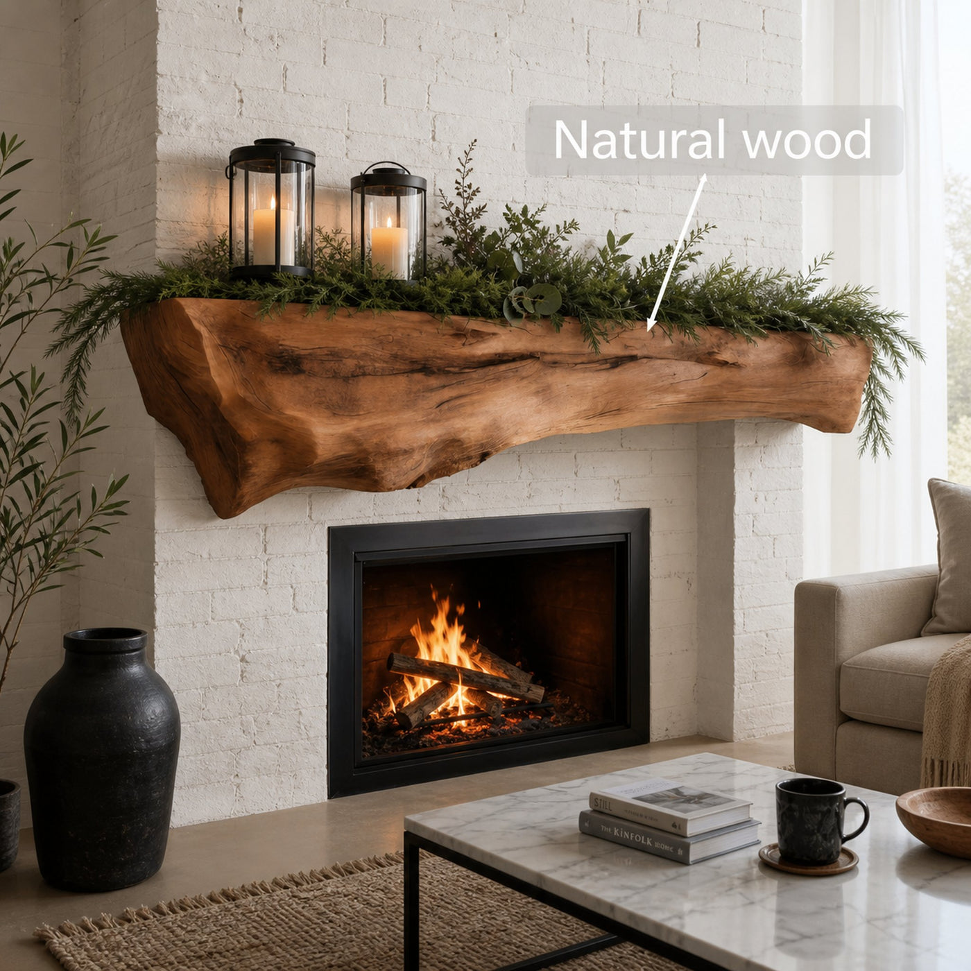 Rustic Fireplace Mantel Beam For Holiday Decoration - product view 6