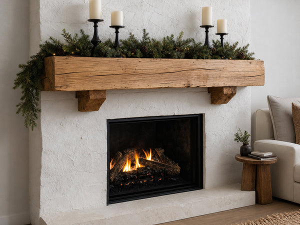Rustic Fireplace Mantel Beam For Living Room