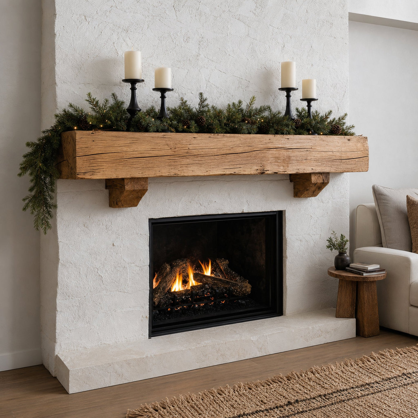 Rustic Fireplace Mantel Beam For Living Room