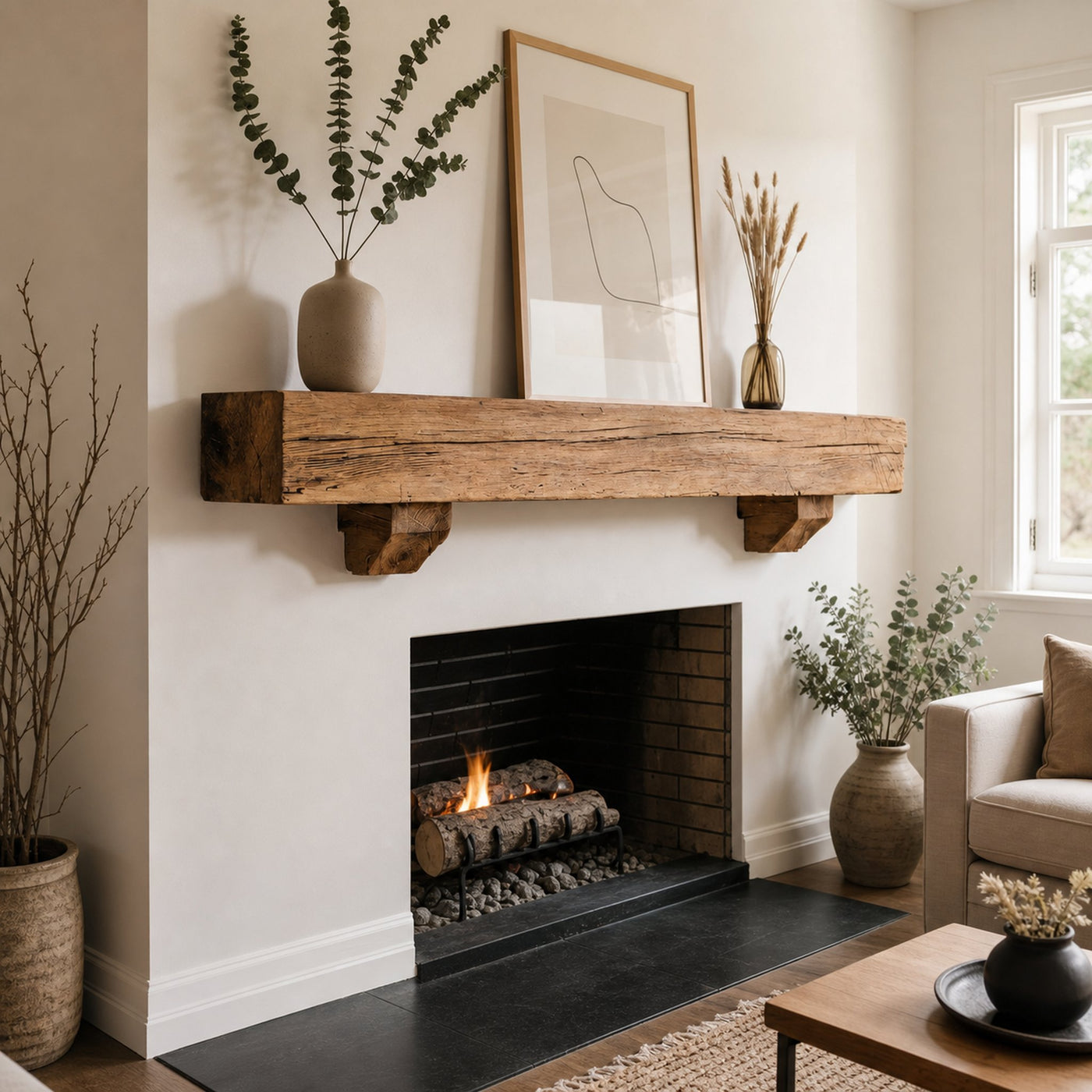 Rustic Fireplace Mantel Beam For Living Room - product view 6