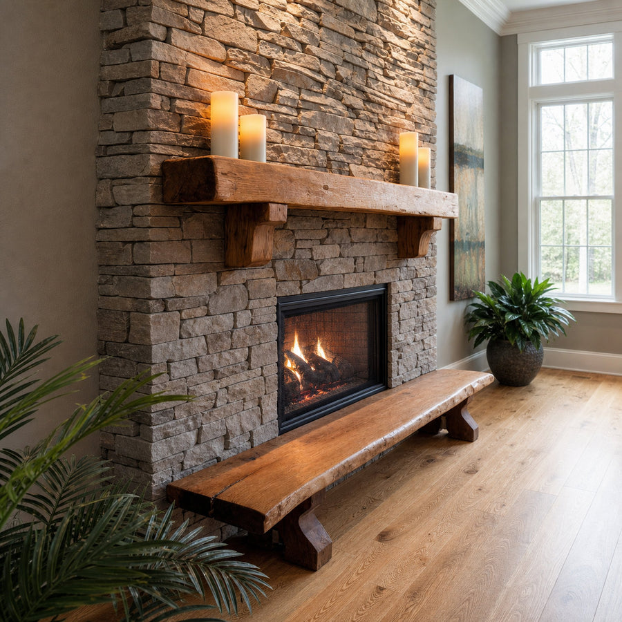 Rustic Fireplace Mantel Shelf For Cozy Cabin Living Room