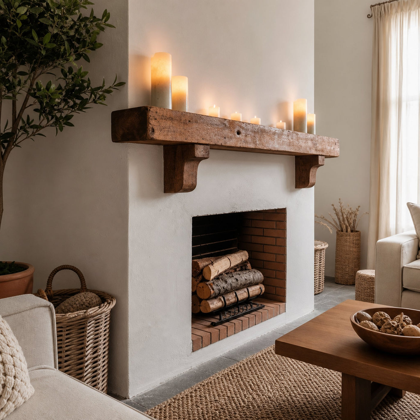 Rustic Fireplace Mantel Shelf For Cozy Cabin Living Room - product view 6