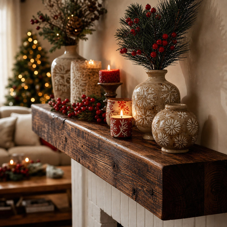 Rustic Fireplace Mantel Shelf For Living Room