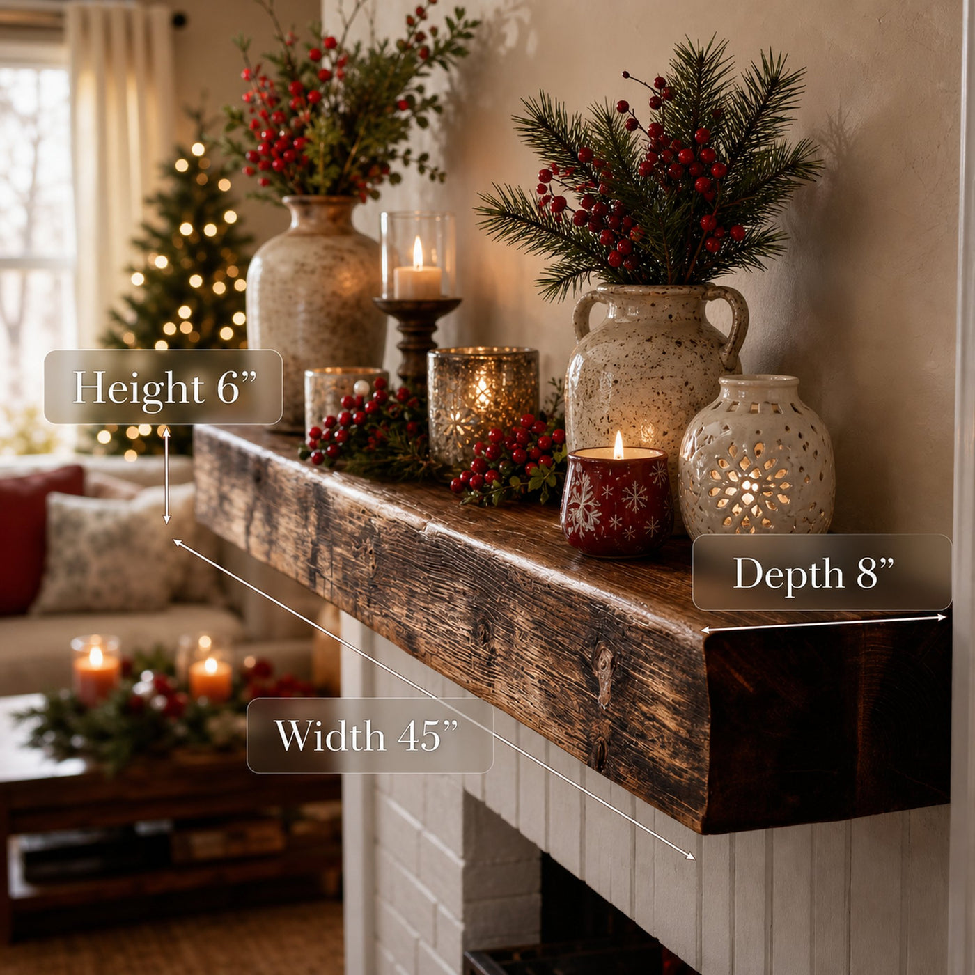 Rustic Fireplace Mantel Shelf For Living Room - product view 6