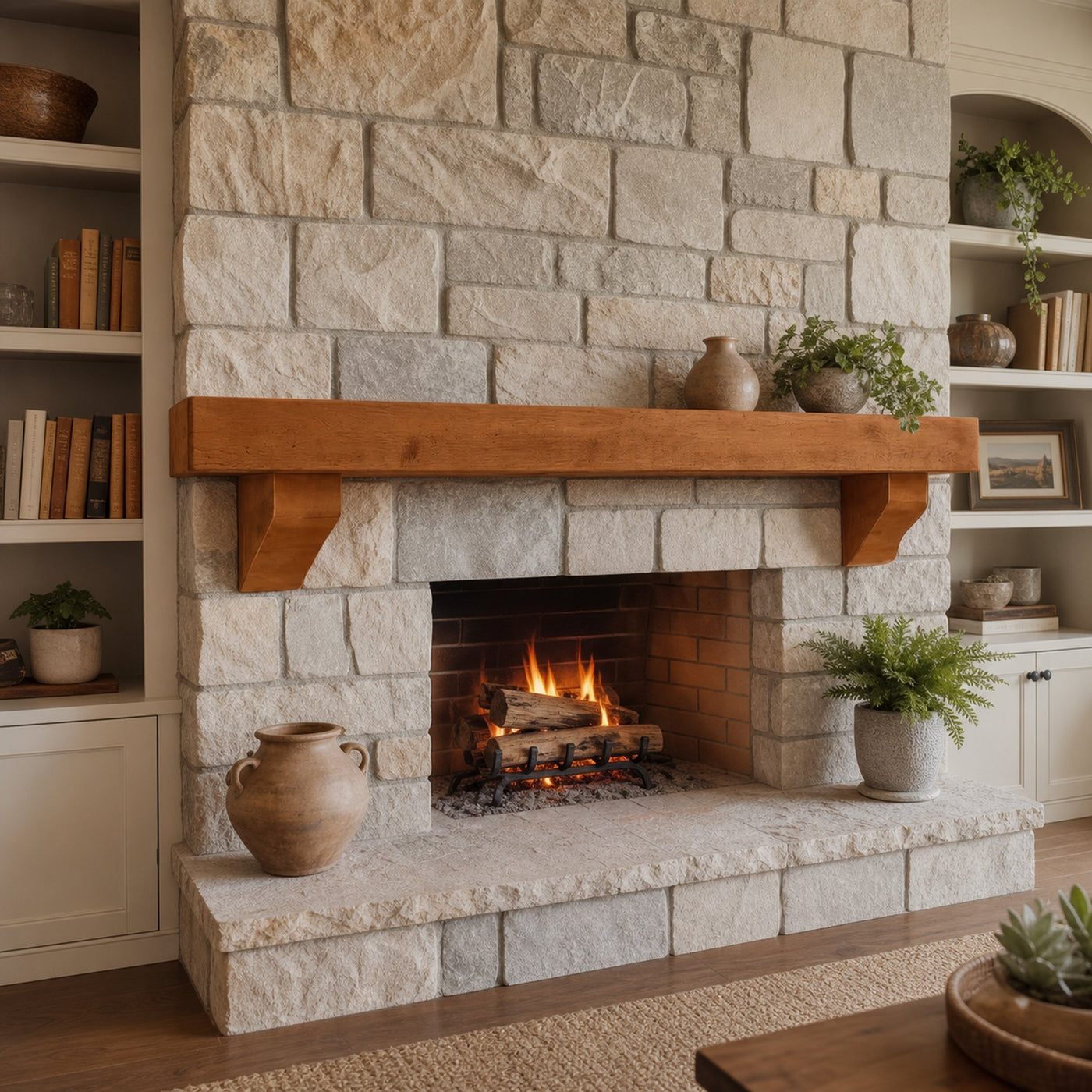 Rustic Fireplace Mantel Shelf For Living Room Cabin Decor - product view 6