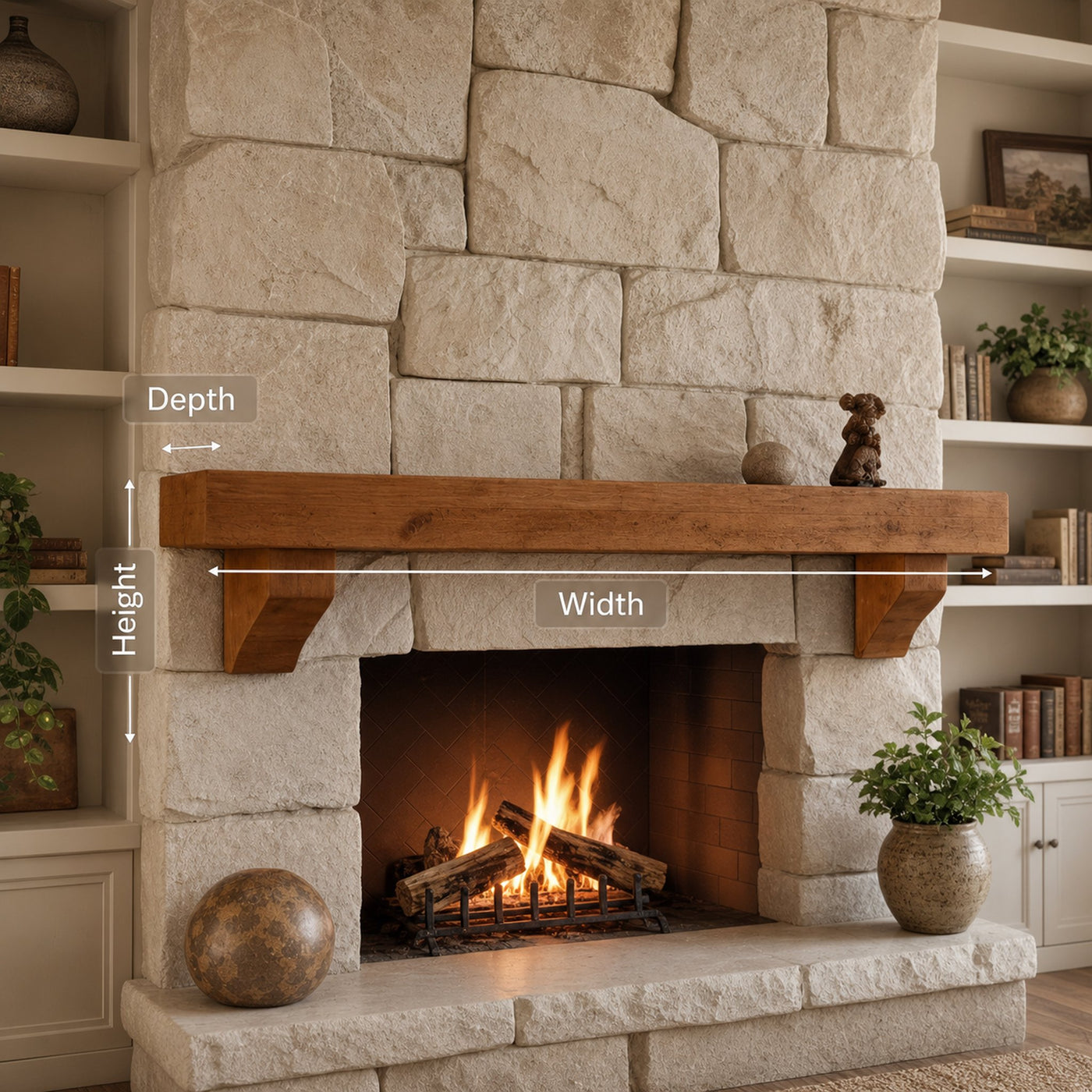 Rustic Fireplace Mantel Shelf For Living Room Cabin Decor - product view 8