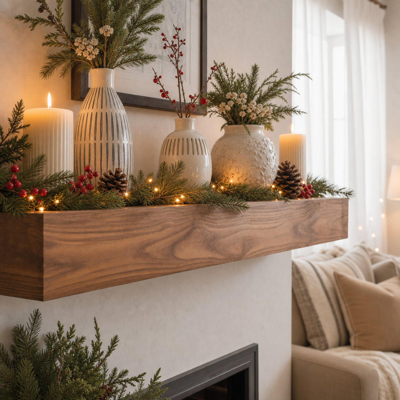 Rustic Fireplace Mantel Shelf For Living Room Or Holiday