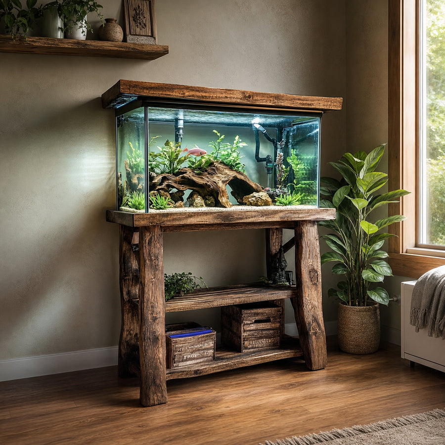 Rustic Fish Tank Live Edge Aquarium Decor Home Gift
