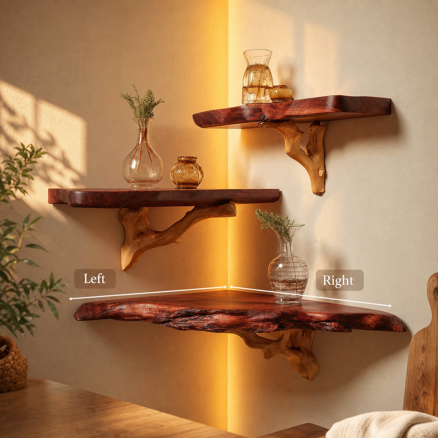Rustic Floating Corner Shelf Kitchen Or Bedroom - product view 6