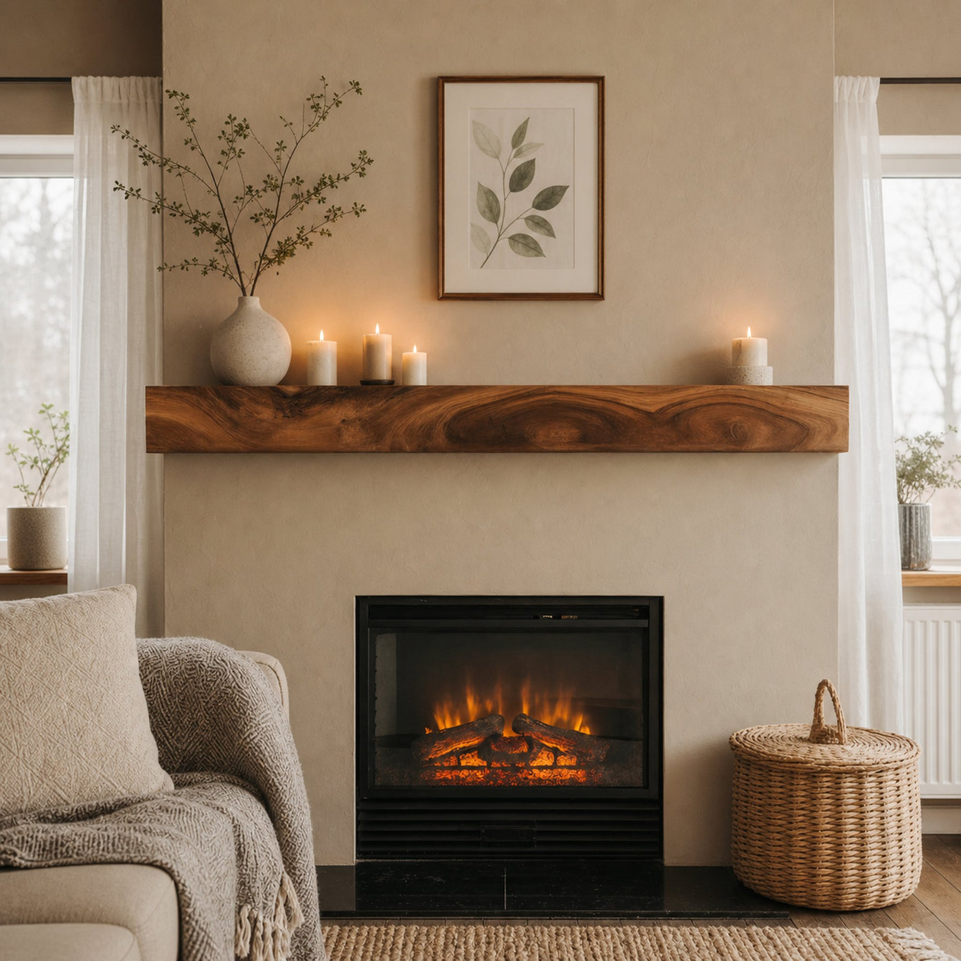 Rustic Floating Mantel Shelf For Fireplace Living Room Wall - product view 6