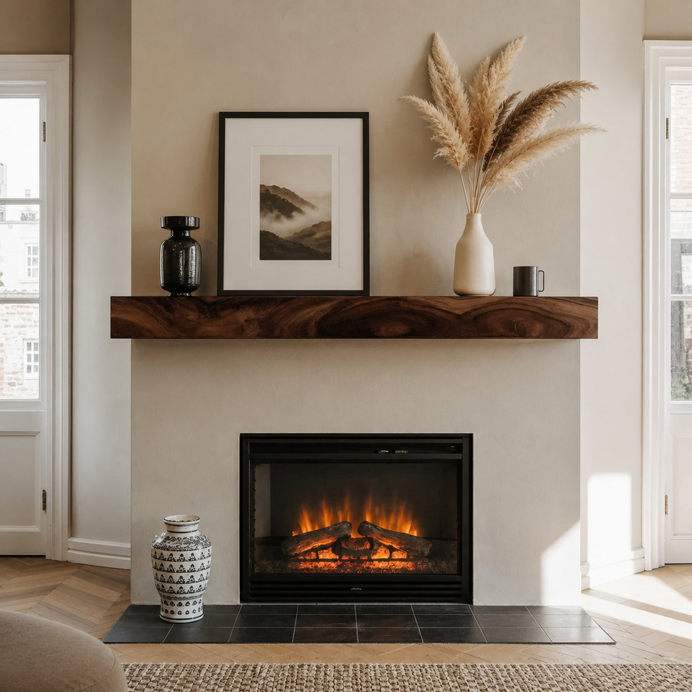 Rustic Floating Mantel Shelf For Fireplace Living Room Wall - product view 7