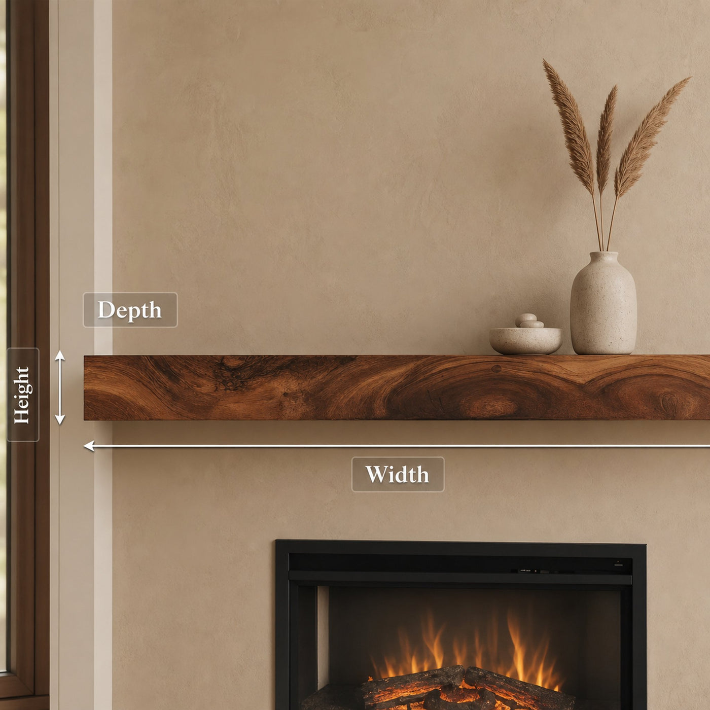 Rustic Floating Mantel Shelf For Fireplace Living Room Wall - product view 8