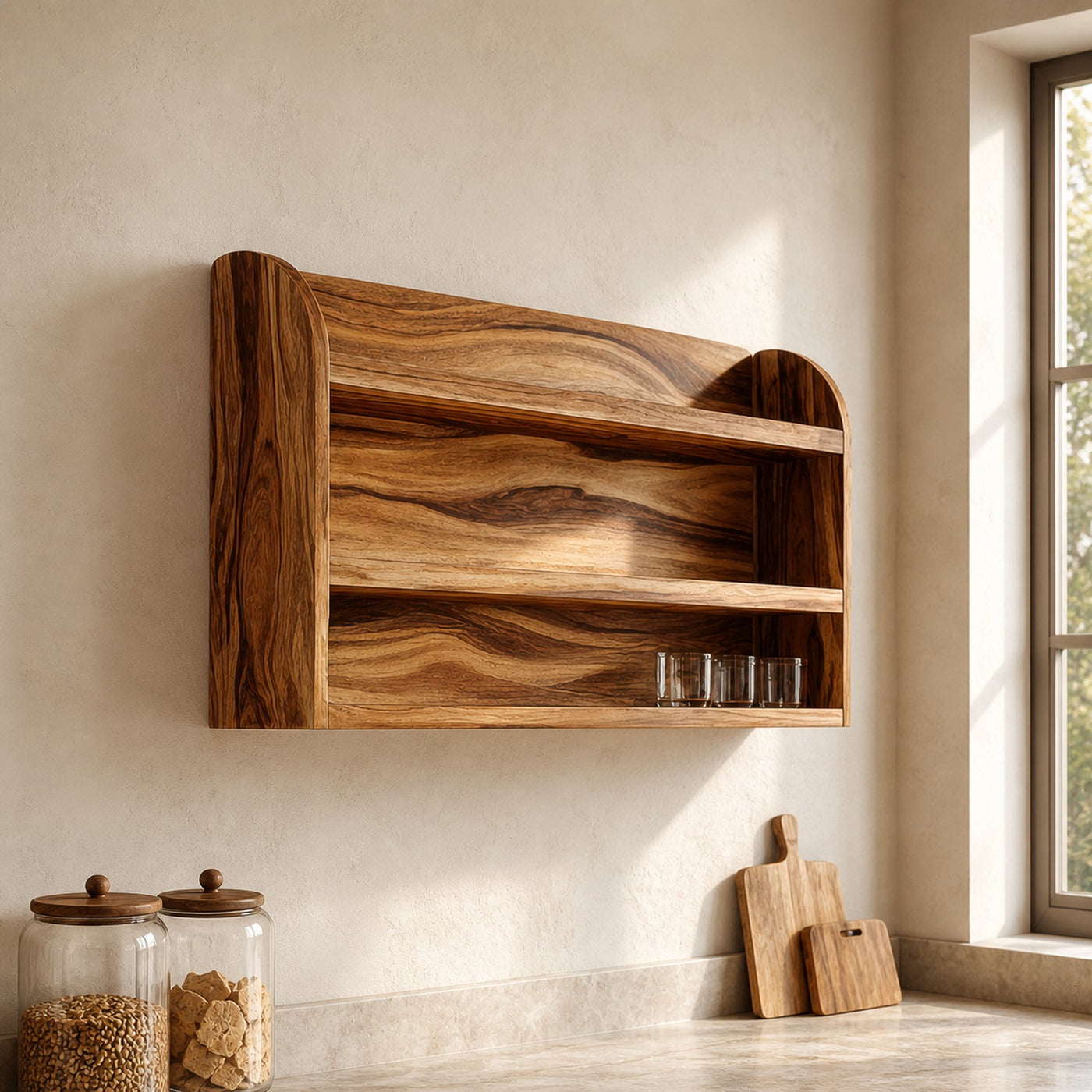 Rustic Floating Storage Shelf For Kitchen Or Pantry Space