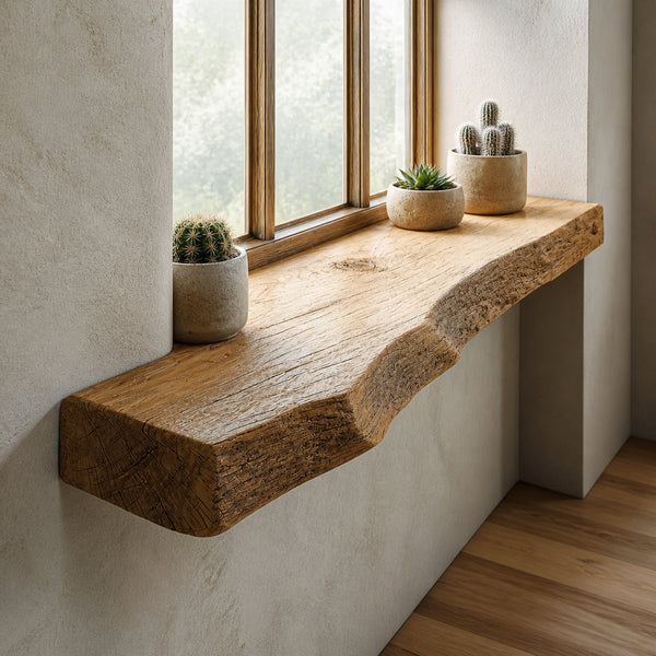 Rustic Floating Window Shelf Living Room
