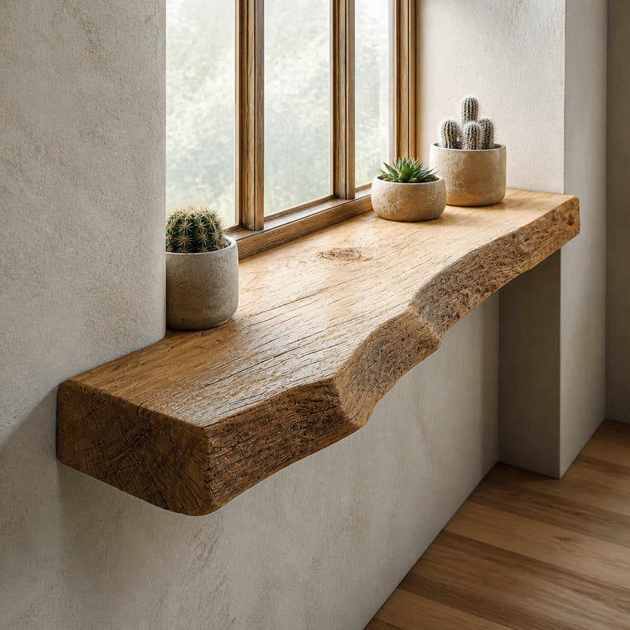 Rustic Floating Window Shelf Living Room