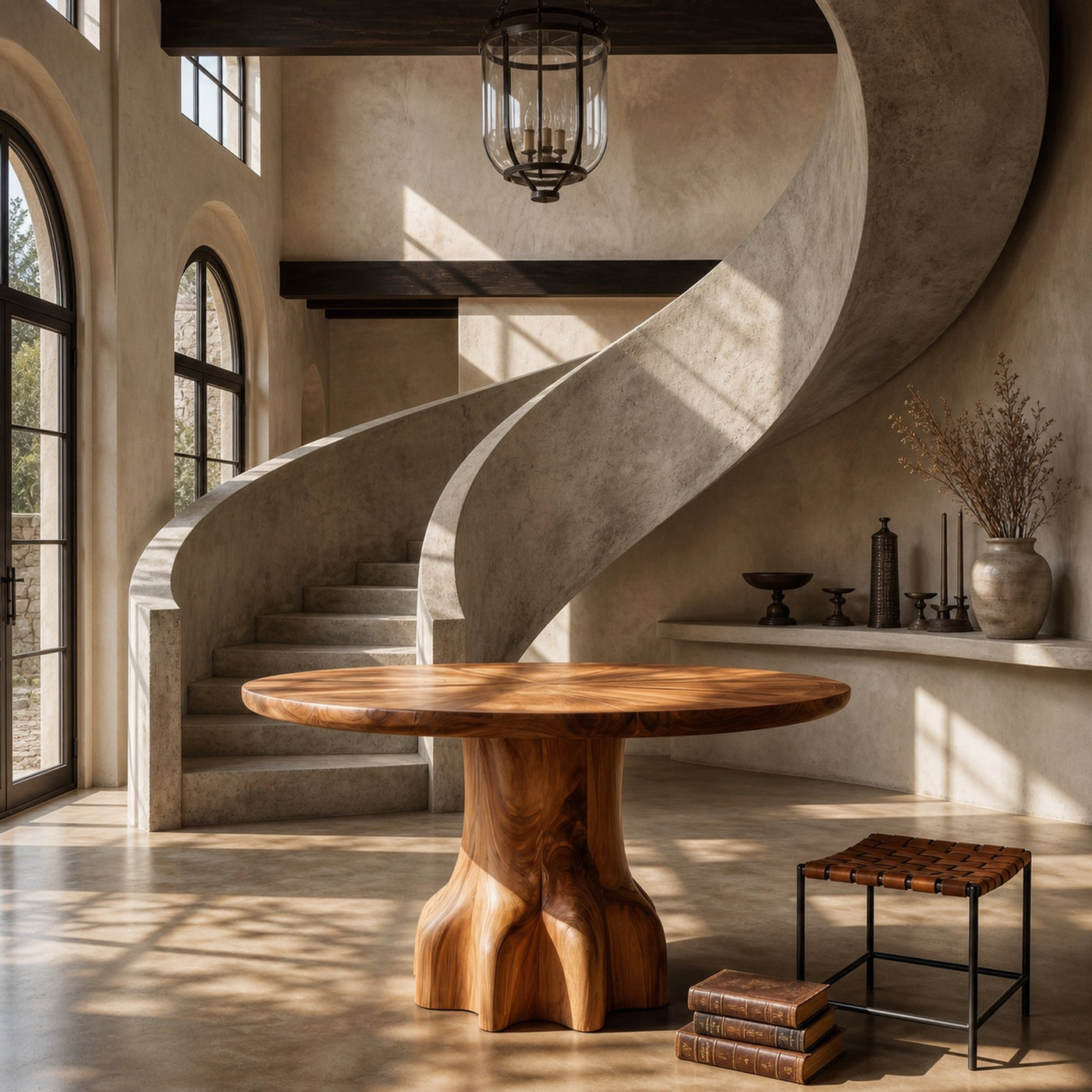 Rustic Foyer Table With Handcrafted Solid Wood Pedestal Base For Entryway And Hallway - product view 6