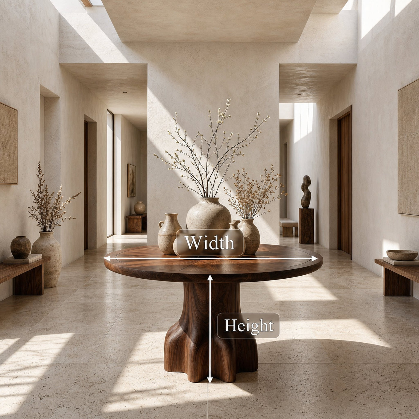 Rustic Foyer Table With Handcrafted Solid Wood Pedestal Base For Entryway And Hallway - product view 8