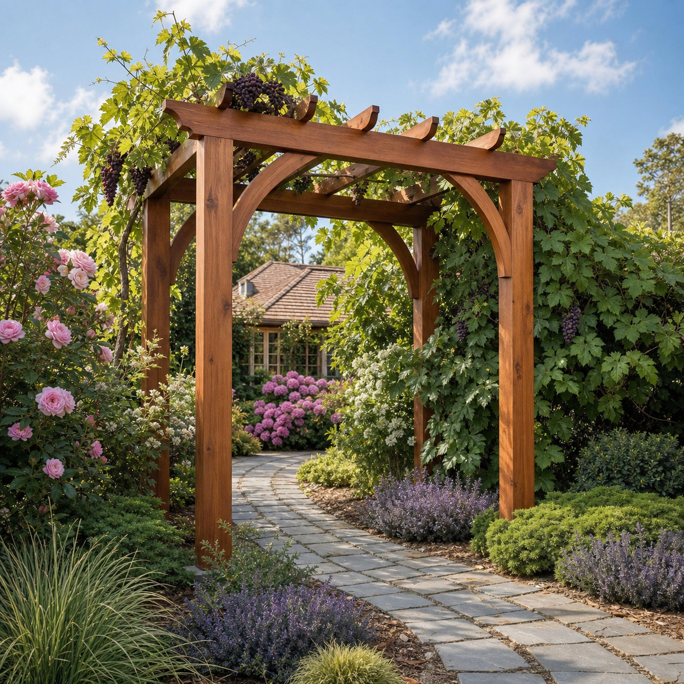 Rustic Garden Arbor Arch For Outdoor Pathways