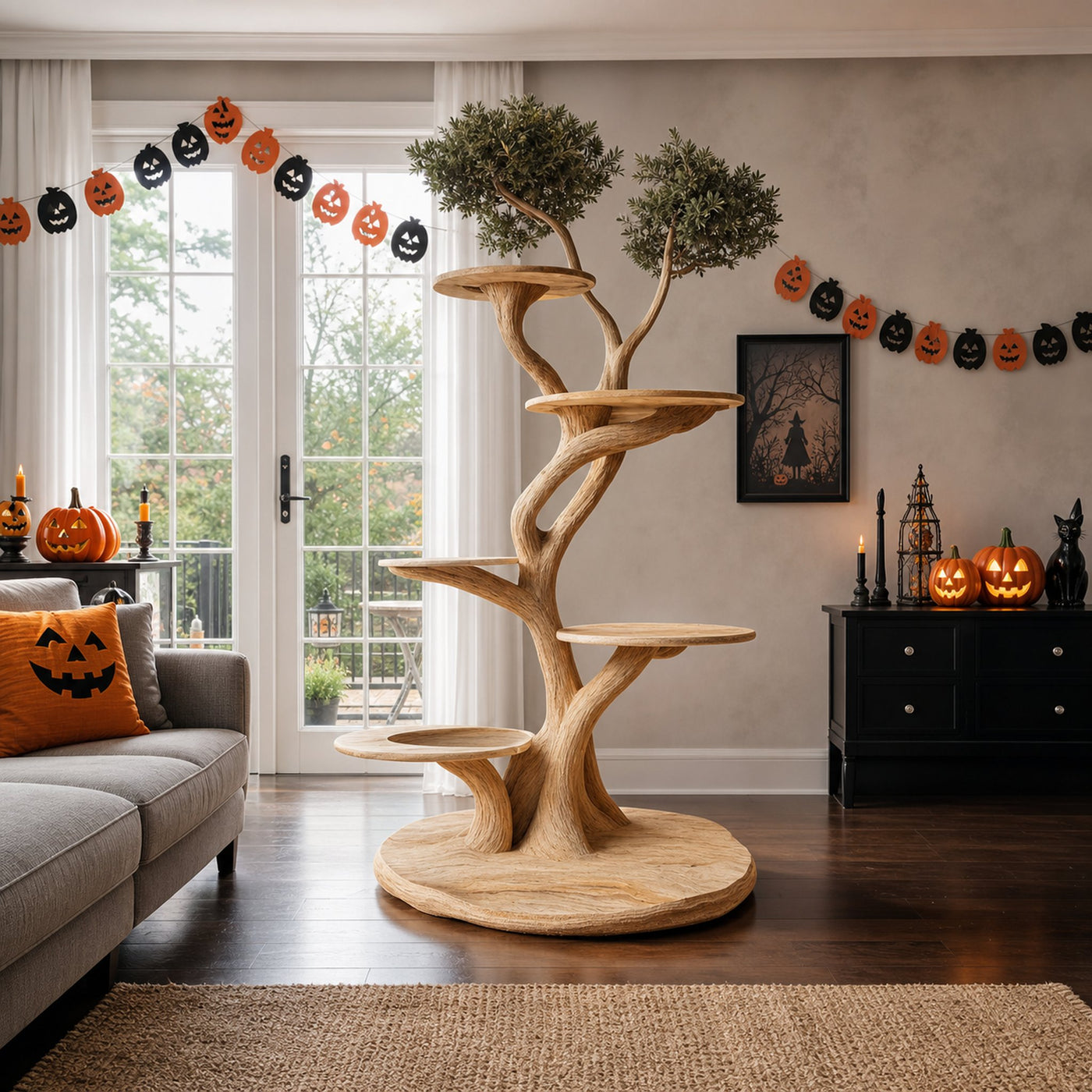 Rustic Halloween Cat Tree Tower Living Room