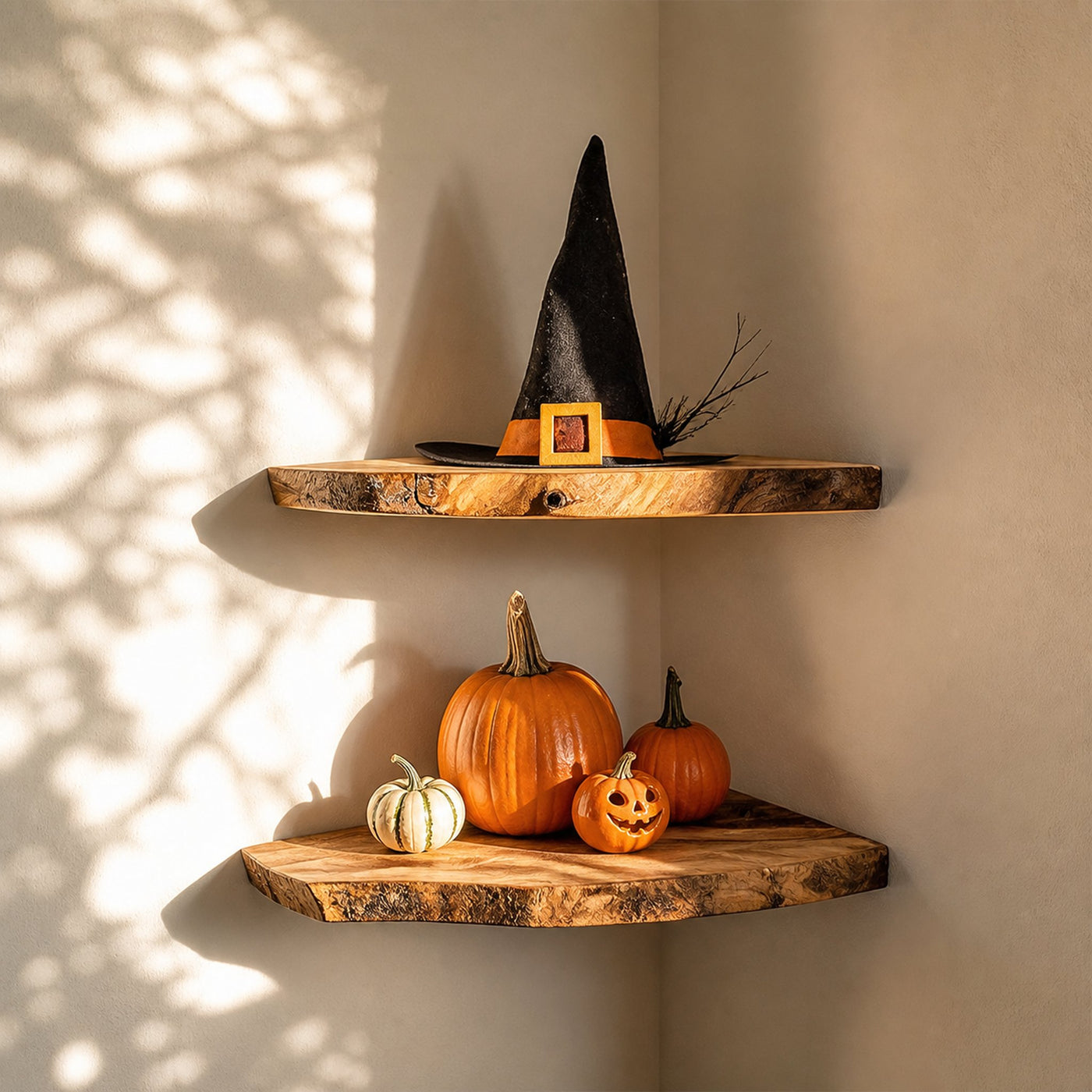 Rustic Halloween Corner Shelf Living Room