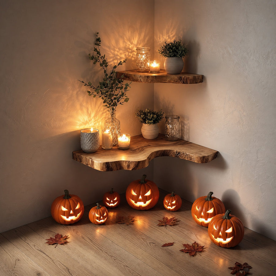 Rustic Halloween Farmhouse Wooden Floating Shelf Home Decoration