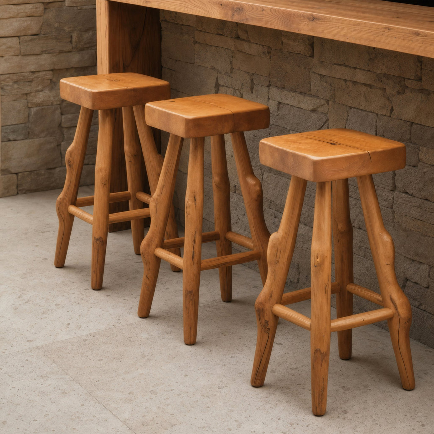 Rustic Handcrafted Bar Stools For Kitchen Or Patio Bar