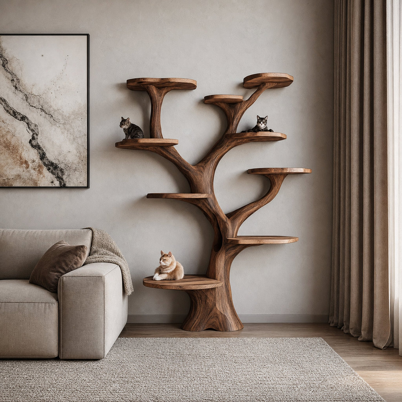 Rustic Handcrafted Cat Tree Furniture Contemporary Interiors