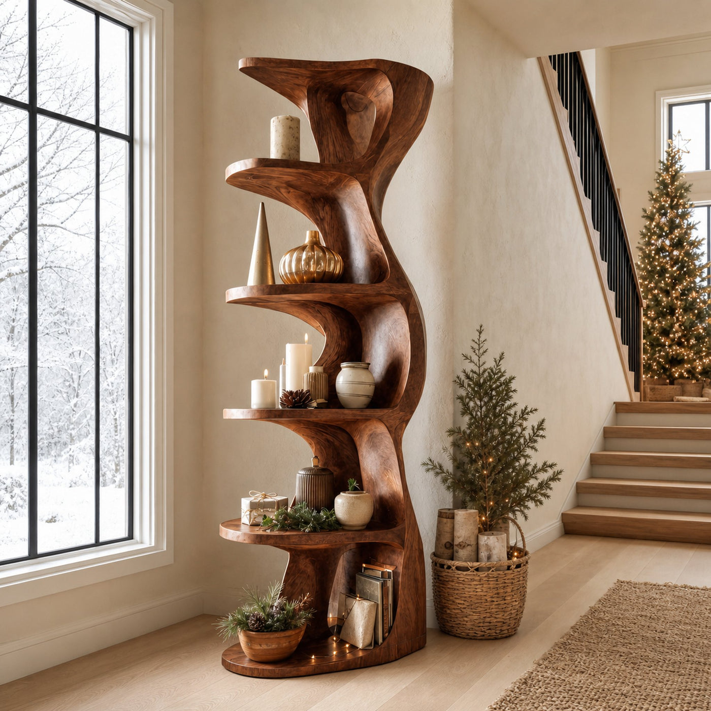 Rustic Handcrafted Standing Shelf For Home Décor