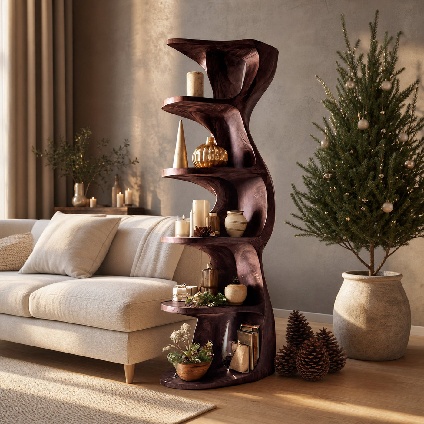 Rustic Handcrafted Standing Shelf For Home Décor - product view 7