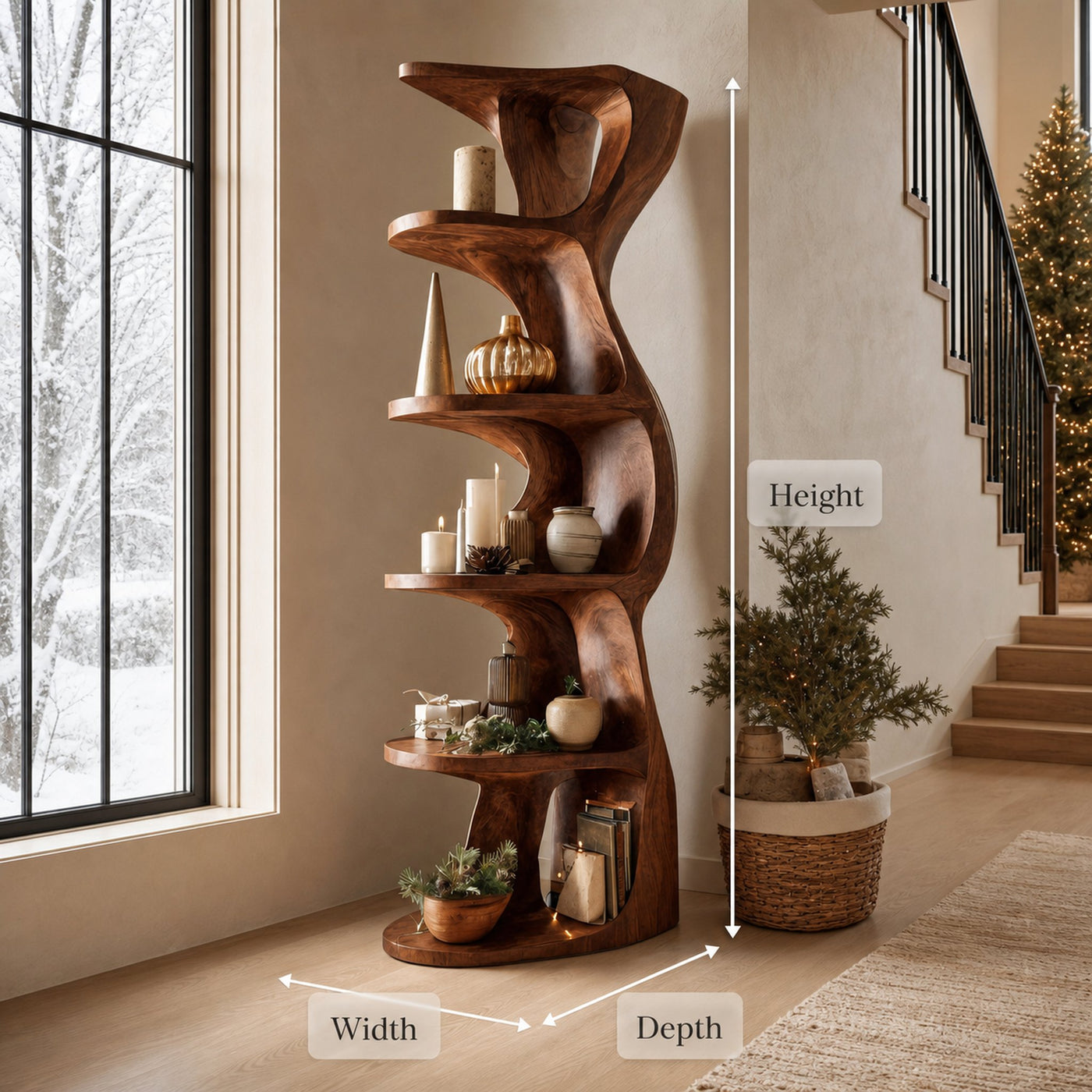Rustic Handcrafted Standing Shelf For Home Décor - product view 8