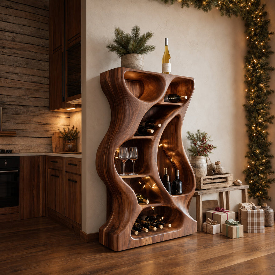 Rustic Handcrafted Wine Rack For Holiday Home Décor