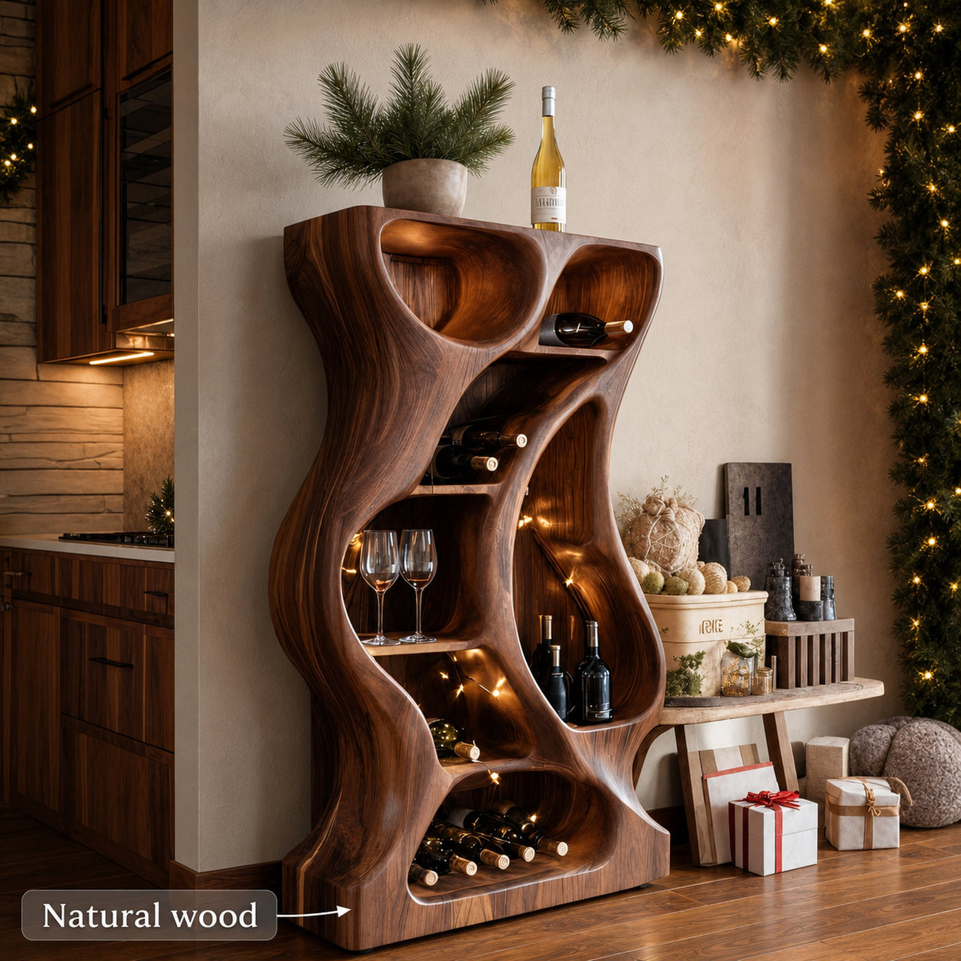 Rustic Handcrafted Wine Rack For Holiday Home Décor - product view 6