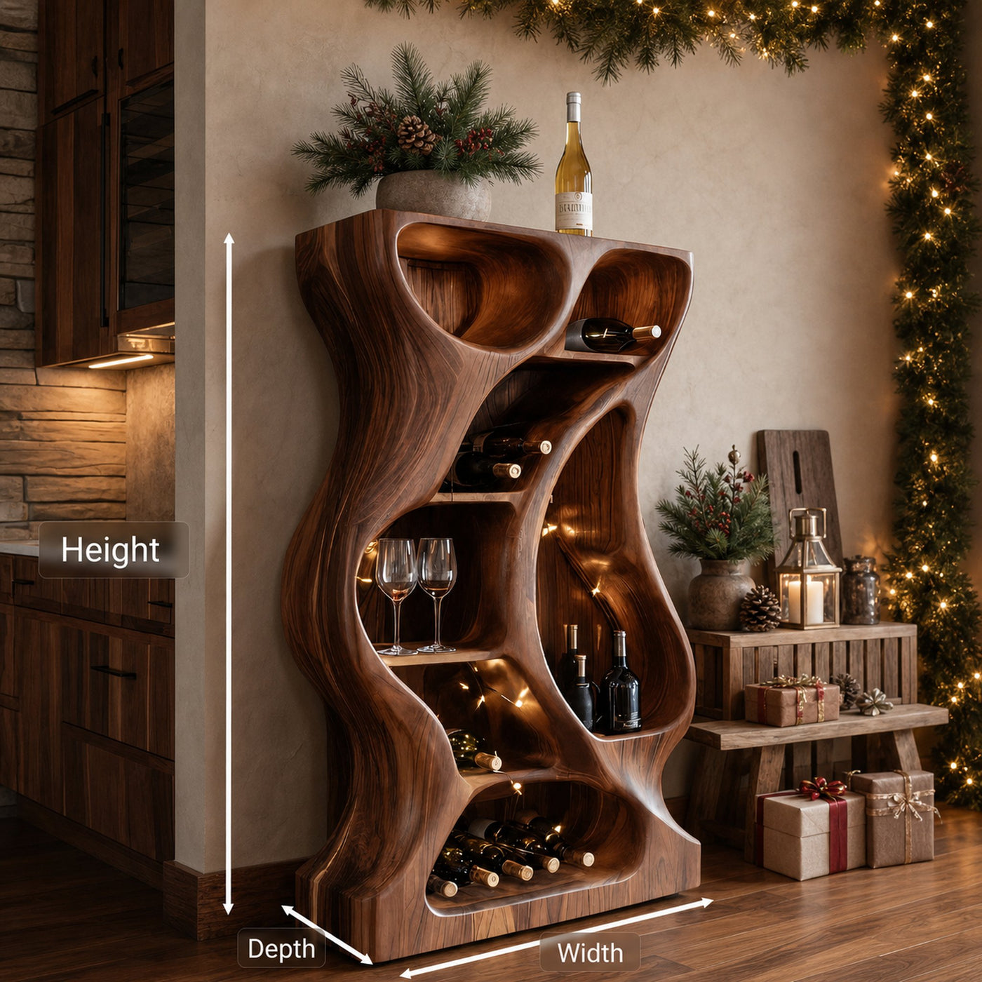 Rustic Handcrafted Wine Rack For Holiday Home Décor - product view 8