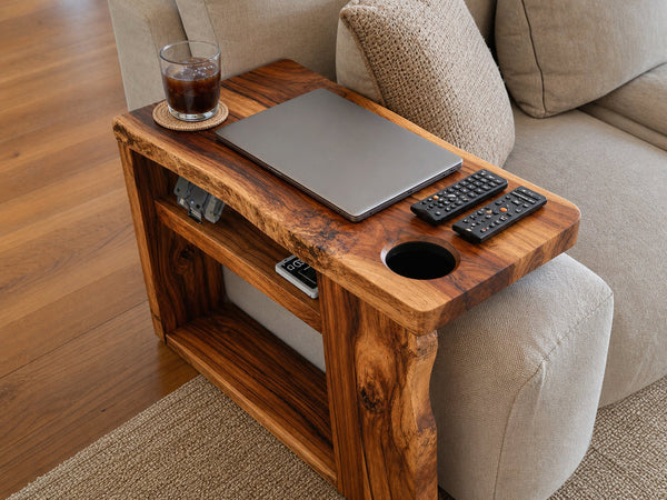 Rustic Handcrafted Wooden Armrest For Sofa Decor
