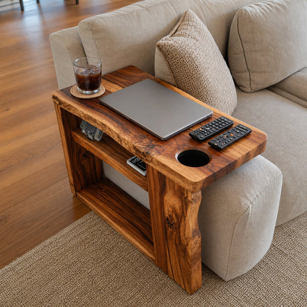 Rustic Handcrafted Wooden Armrest For Sofa Decor